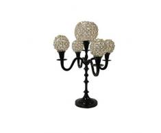 Inside Retail 500708 CandÃ©labre avec 5 Bougeoirs Poli Miroir Aluminium 50 cm Noir 1,9 kg