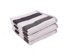 Lasa Classic-Stripes Serviette de Toilette 33 x 50 cm Toilette 50 x 100 cm + Douche 70 x 140 cm Gris