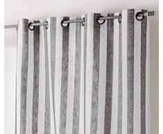 Linder Rideau Rayures, Blanc/Gris, 135X265