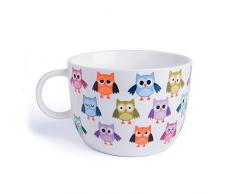 Excelsa Animals Tasse Jumbo, 450 ML, Porcelaine, Blanc Hibou (Gufo) 1 pièce Multicolore