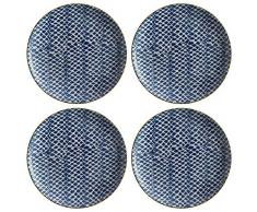 Maxwell Williams 5251657 Laguna Lot de 4 assiettes tissées Bleu 20 cm, Porcelaine, Side Plates