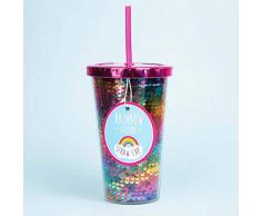 Fizz Creations Gobelet en Paille à Paillettes Multicolore 520 ML