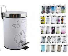 MSV 100486 Poubelle Imprimé Jardin dEnfant Inox/Polypropylène 3 L