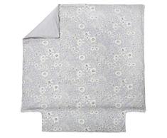 Blanc des Vosges Housse de couette Coquelicots Perle 260 x 240 cm - Satin 100% coton,