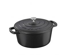 Kela 12472 Cocotte en Fonte Ã©maillÃ©e Ronde avec Couvercle, Bonne Conservation de la Chaleur, Compatible avec induction, 5 L, Noir, Calido