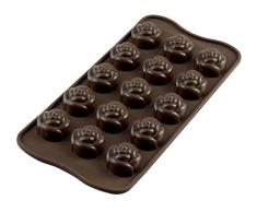 Silikomart 22.113.77.0065 SCG13 Moule pour Chocolat Forme Rose 15 Cavités Silicone Marron