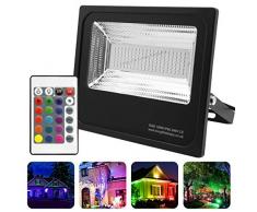 Long Life Lamp Company IP66 Projecteur LED RGB Ã©tanche 100 W avec changement de couleur et fonction mÃ©moire 240 V 100 A Noir