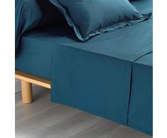 douceur dintÃ©rieur Percaline DRAP PLAT 2 PERSONNES, Bleu, 240 x 300 CM