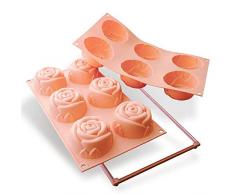 Silikomart 20.077.03.0063 SF077 Moule Forme Rose Taille Grande 6 CavitÃ©s Silicone PÃªche
