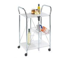 Wenko 900030100 Desserte de cuisine Sunny blanc-repliable, Métal peint par poudrage, 56,5 x 90,5 x 44 cm