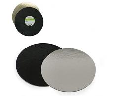 Decora Plat à Cake, Noir/Argent, Carton, Black/Silver, 40 cm