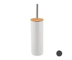 Relaxdays, Blanc, Balayette WC avec tÃªte de Brosse Changeable, PoignÃ©e en Acier, Rond, H x D 38,5 x 9 cm, polystyrÃ¨ne, Bambou, 1 Ã©lÃ©ment