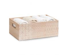 Zeller 15108 Nordic Boîte de rangement Bois Marron/Blanc 29,5 x 19,5 x 11 cm