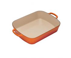 Le Creuset, Plat Signature Rectangulaire en Fonte ÃmaillÃ©e, 33 cm, Compatible avec Toutes Sources de Chaleur (Induction Incluse), Volume : 4.9 L, 3.85 kg, Volcanique