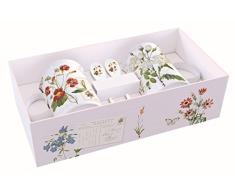 EASY LIFE 314NATU Coffret 2 Mugs 30CL en Bone China avec 2 CUILLERES, Porcelaine, Multicouleur, 11x7,5x11 cm