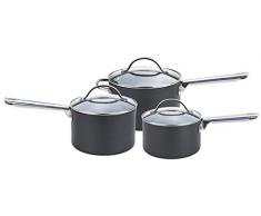 Anolon Professional Casserole Ã Lait en Aluminium anodisÃ© Dur, casseroles et poÃªle Ã Frire, Noir, Aluminium anodisÃ©, Noir, Set of 3
