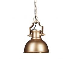Relaxdays Lampe à suspension industriel luminaire plafond shabby retro vintage diamètre 21 cm LED , doré