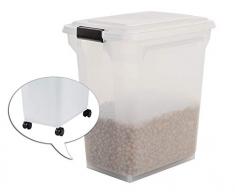 Iris Ohyama Boîte à croquettes / boîte alimentaire hermétique - Air Tight Food Container - ATS-L, plastique, blanc/transparent, 45 L, 15 kg, 46 x 33,5 x 50 cm