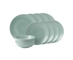 Royal Doulton Maze Service de Vaisselle 12 pièces en grès Bleu Sarcelle