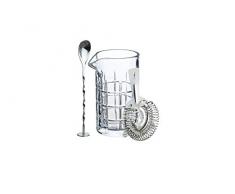 BarCraft KitchenCraft Lot de 3 Verres à Cocktail avec cuillère à remuer et passoire, livret de Recettes et Coffret Cadeau