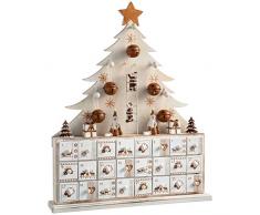 WeRChristmas Calendrier de lAvent, Sapin de Noël décoratif en Bois, Bois Dense, Beige, 32 x 6.5 x 40 cm