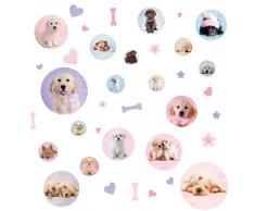 Thedecofactory RMK1650SCS Mignons Chiots ROOMMATES REPOSITIONNABLES (37 Stickers), Vinyle, Multicolore, 104 x 26 x 2,5 cm