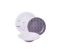Excelsa Magatama Service Assiettes 18 Pièces, Porcelaine, Gris