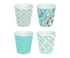 R2S 176TCLI Trend & Colors Coffret avec 4 Gobelets Espresso Porcelaine Bleu 10 cl