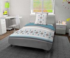 Soleil docre Mosaïque Parure Housse de Couette, Polyester, Bleu, 140x200 cm