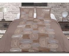 Soleil docre Parure de Couette 240X220 cm Terra Nova Taupe, 100% Coton 57 Fils/cm2, Marron, 220 x 240 cm
