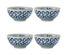 Maxwell Williams 5251644 Laguna Lot de 4 bols en porcelaine peinte Ã la main Bleu/blanc 10 cm, Porcelaine, Small Bowls for Snacks, Dips and Nuts