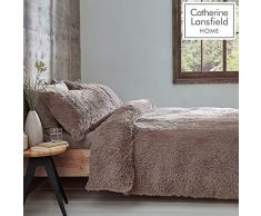 Catherine Lansfield Cuddly Parure pour Couette, Polycoton, Naturel, Simple