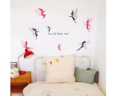 Autocollant Déco Mural Fée Mauve Lilas Amovible Chambre Enfant 50 x 70cm