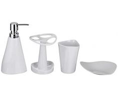 AmazonBasics Ensemble daccessoires de salle de bain 4 pièces, Blanc lisse