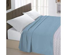 Italian Bed Linen 8058575002419 Drap Plat Uni-Bleu-100% Coton 1 Personne 150 x 300 x 1 cm