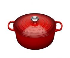 Le Creuset, Cocotte Signature en Fonte Ãmaillée avec Couvercle, à 34cm, Ronde, Compatible avec Toutes Sources de Chaleur (Induction Incluse), Capacité : 12 l, Rouge cerise
