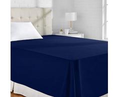 AmazonBasics 400TC Coton Sateen Infroissables Drap plane, 180 x 260 + 10 cm - Bleu marine