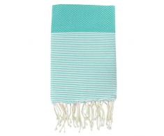 Moorish Idol - Fouta Nid dAbeille Rayure Fine- 100cm x 200cm- Aqua