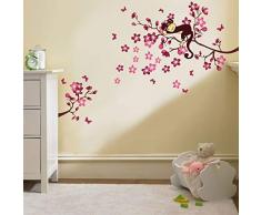 Walplus Set de stickers muraux Motif singe et fleurs