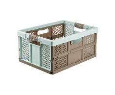 Keeeper Casier Pliant Professionnel avec Poignées Souples, 48 x 34,5 x 23,5 cm, 32 l, Lea, Bleu/Taupe