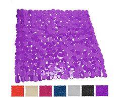 MSV Tapis de Douche PVC Galets-53x53 cm-Violet, 100%
