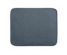 InterDesign iDry tapis de sechage, grand tapis Ã©gouttoir vaisselle en polyester, tapis Ã©vier fin pour un sÃ©chage rapide des assiettes, couleur Ã©tain