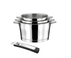 Asana - Série de 3 casseroles 16/18/20cm, inox avec poignée