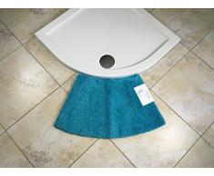Cazsplash Petit Tapis de Douche Arrondi en Quart de Cercle, Coton, Bleu Sarcelle, Small