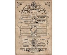 Erik® - Poster Harry Potter School List pour Poudlard - Papier Glacé - 91x61cm