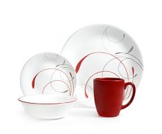CORELLE Splendor Puce et rÃ©sistant Ã la Casse de Table, en Verre, Rouge/Gris, Lot de 16