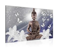 Tableau decoration murale Fleurs de Bouddha - XXL Impression sur Toile Salon Appartment 1 Parties - prêt à accrocher - 505614a