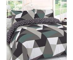 Dreamscene Parure de lit avec Housse de Couette en Polycoton 50% Coton Noir/Vert King Size