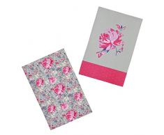 Kitchen Craft Fleur 100% ImprimÃ© Floral torchons, 70Â x 47Â cm (Lot de 2), Coton, Rose/Gris, 46Â x 0.1Â x 69.5Â cm