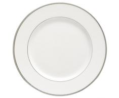 DEGRENNE - Galon Platine Lot de 6 assiettes à dessert ronde porcelaine 21,5 cm - Blanc